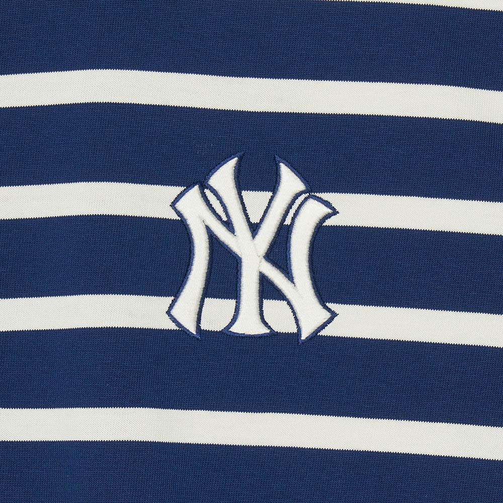 MLB New York Yankees Gestreiftes Lässiges Kurzarm-T-Shirt Nautisches Poloshirt Unisex Oberteile Hellblau 3APQV0343-50NYL