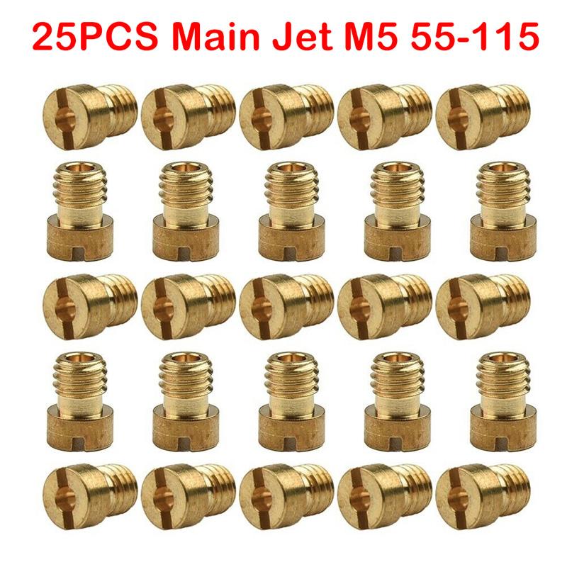 25Pcs Carburetor Main Jets #55-#115 M5 For Dellorto SHA SHB Carburetors 5mm Main Jets Set Carburetor Injector Nozzle Replacement