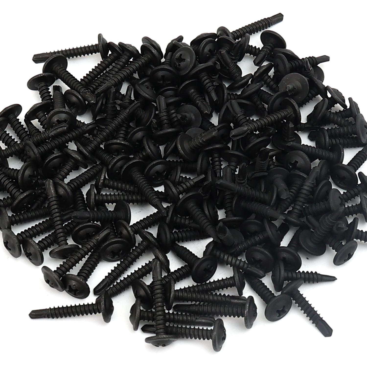 

50/200pcs Self Tapping Sheet Screws Stainless Steel Large Flat Head Drill-Tap Screws Self Drilling Phillips Cross Assortment Kit 13mm&50pcs чёрный