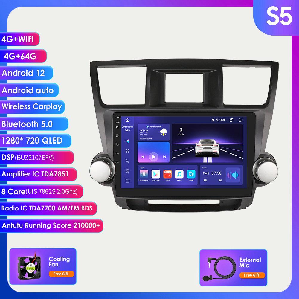 2 Din Android 12 Car Radio for Toyota Highlander Kluger 2 XU40 2007-2013 Navi GPS Multimedia 4G  Intelligent Screen Video Player Auto Stereo Carplay