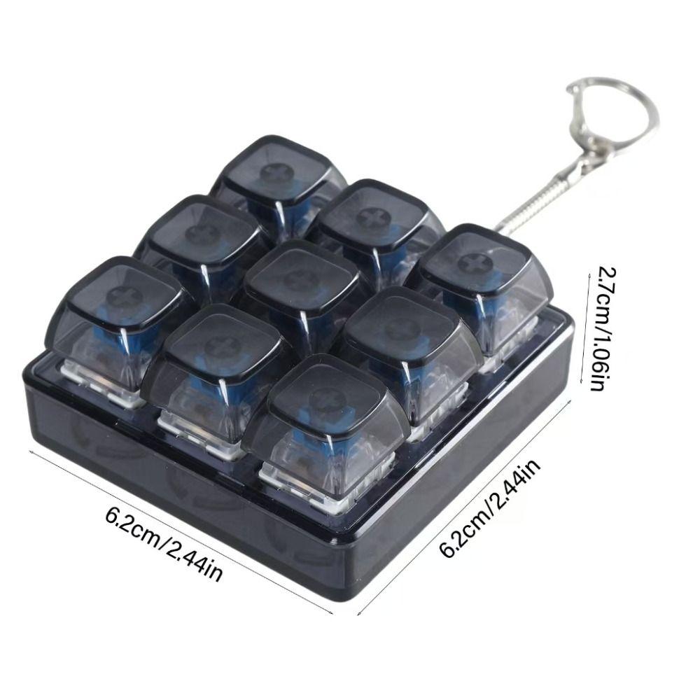 Shaft Tester Keyboard Keychain 9-button Mechanical Keyboard Keyring Keyboard Caps Toy  Kids Teens