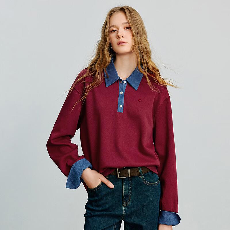 Chuyu Women's Fashion Spliced Fake Two-Piece Sweatshirt