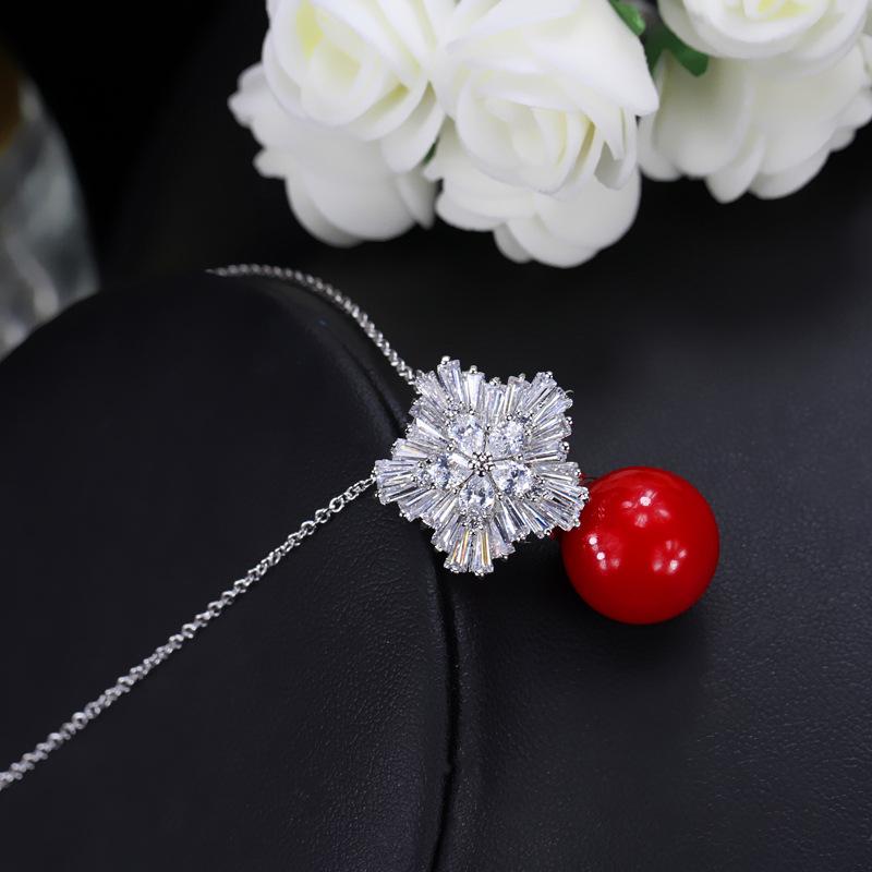 Tmall, Perlenanhänger, Schneeflocken-Zirkonia-Halskette, Exquisiter High-End-Schmuck.