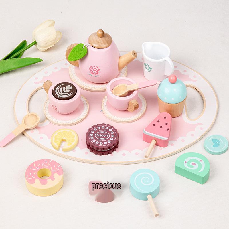 Child's Wooden Afternoon Tea Set: Pretend Play Toy for Social Skills