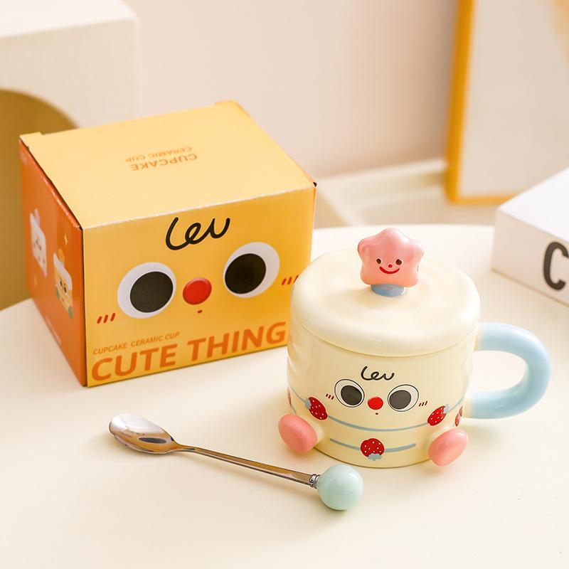 Cupa Cană Ceramică Creativă Drăguță Păpușă Cupă Apă Cadou Cupă de Cuplu Cupă Cafea Cupă Lapte Cupă Mic Dejun