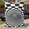 1PC Checkerboard TunnelOutdoor Flannel Blanket - Soft Plush Decor for Picnics, Camping, Bedroom, Playroom, Office, or Lunch Break 1338A