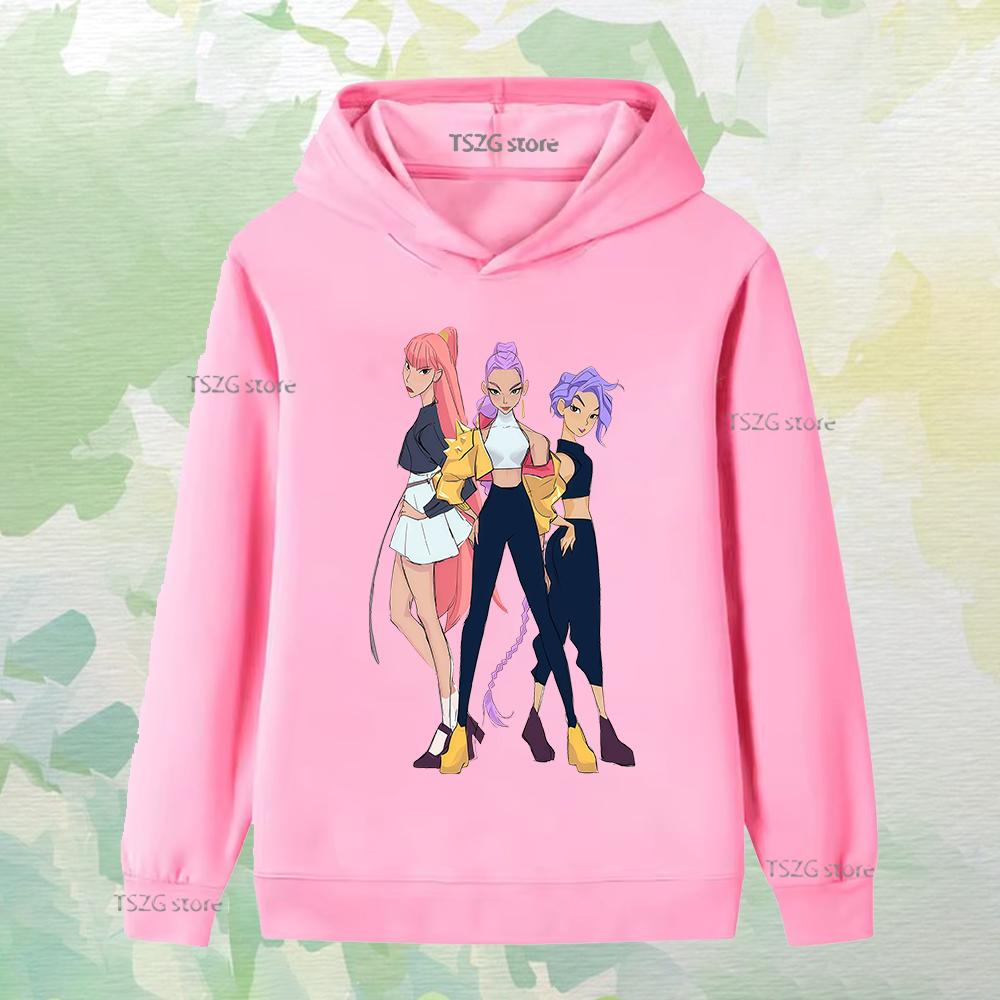 Kinder Langarmkleidung Gewalt Aufgedruckt Mädchengruppenmode Junge Mädchen Herbst Lässig Bequem Fleece Kapuzensweatshirt