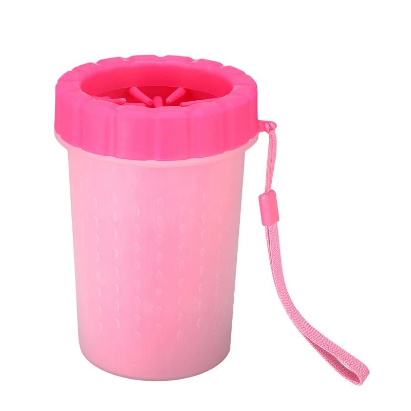 

Portable Pet Silicone Automatic Foot Wash Cup Dog Bathing Pet Grooming Cleaning Pet Supplies Cat Dirty Paw Cleaning Scrub Cup 9X11CM рожевий