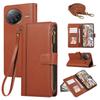 For Xiaomi Poco F7 Ultra 5G/Redmi K80 Pro 5G Case Multi Card Slots Zipper Leather Phone Cover with Shoulder Strap/Wrist Strap