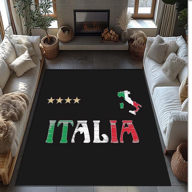 Italy Printed Flannel Area Rug Non Slip Soft Polyester Floor Carpet Indoor Decor Mat for Bedroom Living Room Sofa