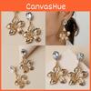 Gold Flower Metallic Earrings With Decorative Stones For Fashion And Celebration