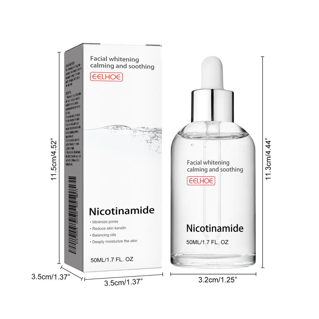 EELHOE Niacinamide Face Serum Whitening Anti Wrinkles Removal Spots Freckle Face Care Sodium Hyaluronate Facial Essence 50ml