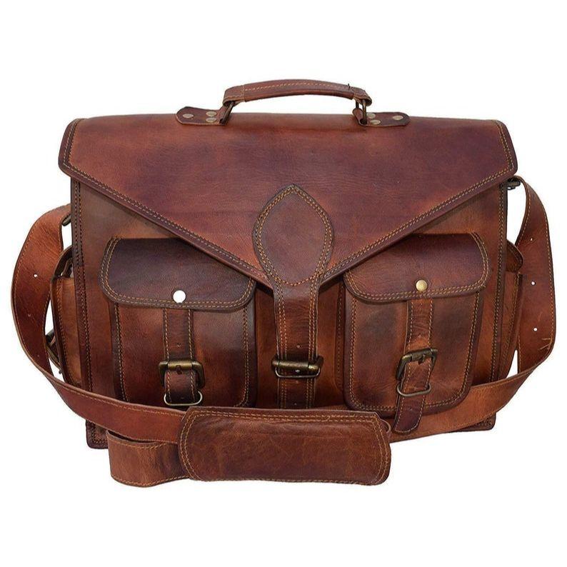 Handmade Leather Messenger Bag: Laptop Briefcase Satchel