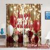 2pcs   2D FLAT PRINTING Curtains (Without Rod) Birthday Bliss(1) Chic Minimalist Curtains Polyester Easy Install Curtains All