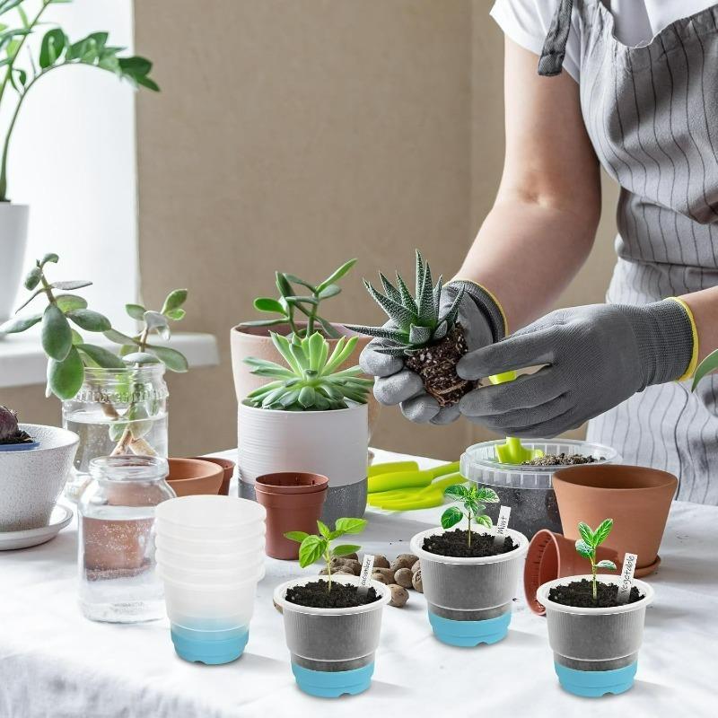 1/10PCS Round Nursery Pots with Soft Silicone Base Clear Flower Plant Transplant Pot Reusable Seedling Container Garden Supply