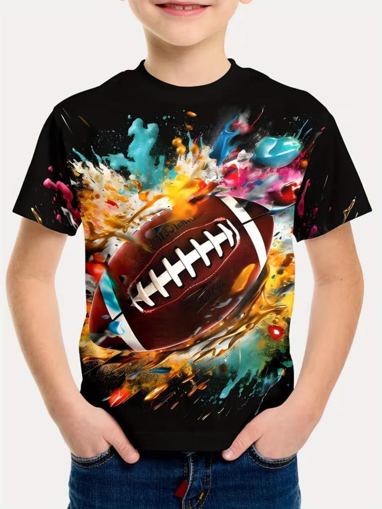 T-shirt pour Enfants Mode Impression 3D Été Manches Courtes Personnalisé Hip-Hop Confortable Col Rond Haut de Sport