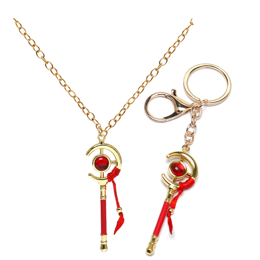 NIVLAC Furlen Goods Magic Wand Keychain Necklace 2-Piece Set Alloy Model Weapon Accessory Cosplay Item Pendant Key Car Decoration Gift Unofficial