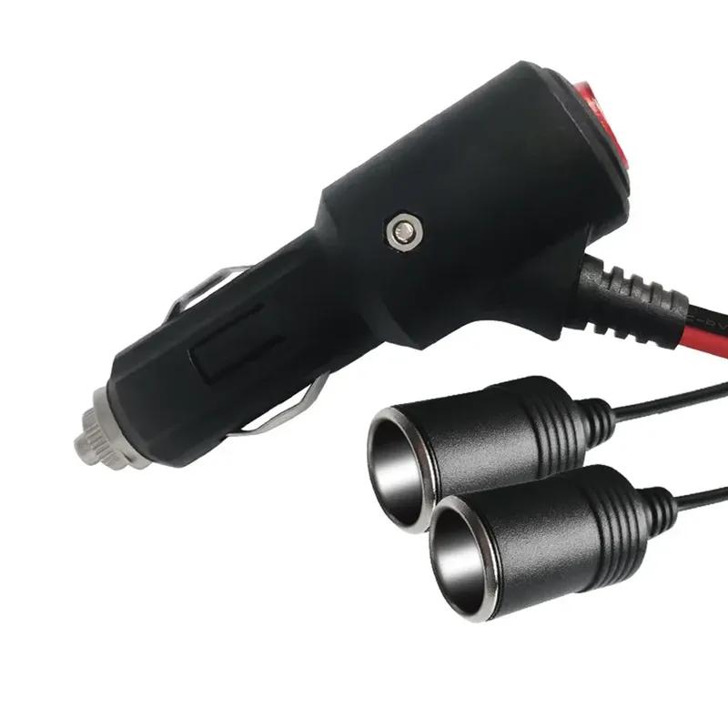 12/24V 2-in-1 Auto-Netzteil Verteileradapter mit Ein/Aus-Schalter 1 Stecker auf 2 Buchsen Y-Verteiler Zigarettenanzünder-Adapter