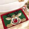 Red Christmas Faux Cashmere Rug, Absorbent Doormat, Dirt-Resistant Bathroom Mat, Festive Holiday Decor Household Floor Mat, Wear-resistant Foot Mat