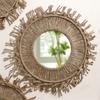 Round Wall Mirror Handwoven Cotton Rope Macrames Fringed Tassels Hanging Makeup Mirror for Bedroom Living Room Decors