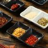 Japanese Style Ceramic Two-Compartment Sauce Dish Set