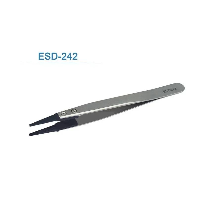 6pcs Watch Hands Installation Work Tweezers Straight Elbow Handle Stainless Antistatic Plastic Tweezers ESD-259 ESD-259A ESD-7A