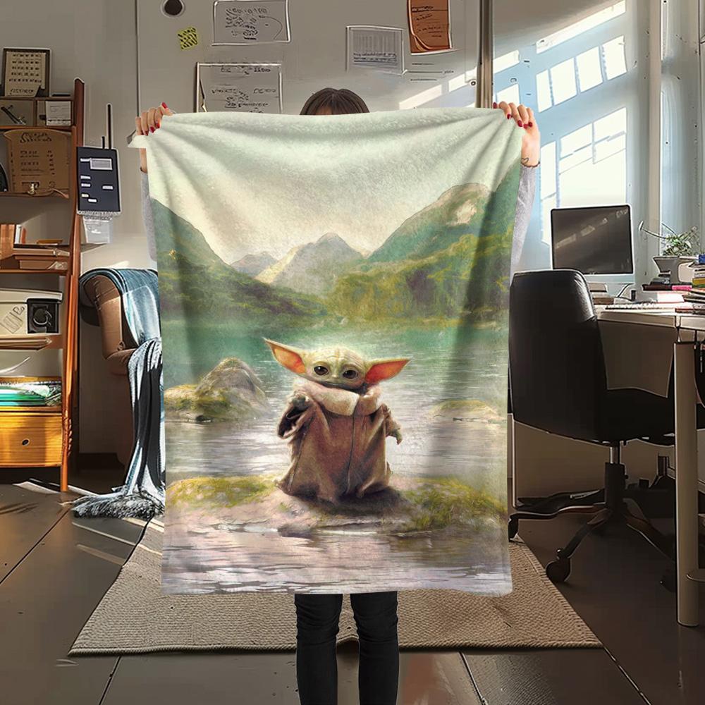 Cute Green Creature Lake Blanket Home Decor Suitable For All Seasons Outdoor Plush Blanket Bedroom Digital Printing