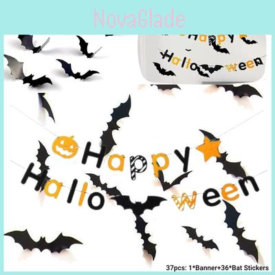Halloween 3D Fledermaus Aufkleber Dekoration 12er Pack PVC Fledermaus Aufkleber für Spukhaus Deko