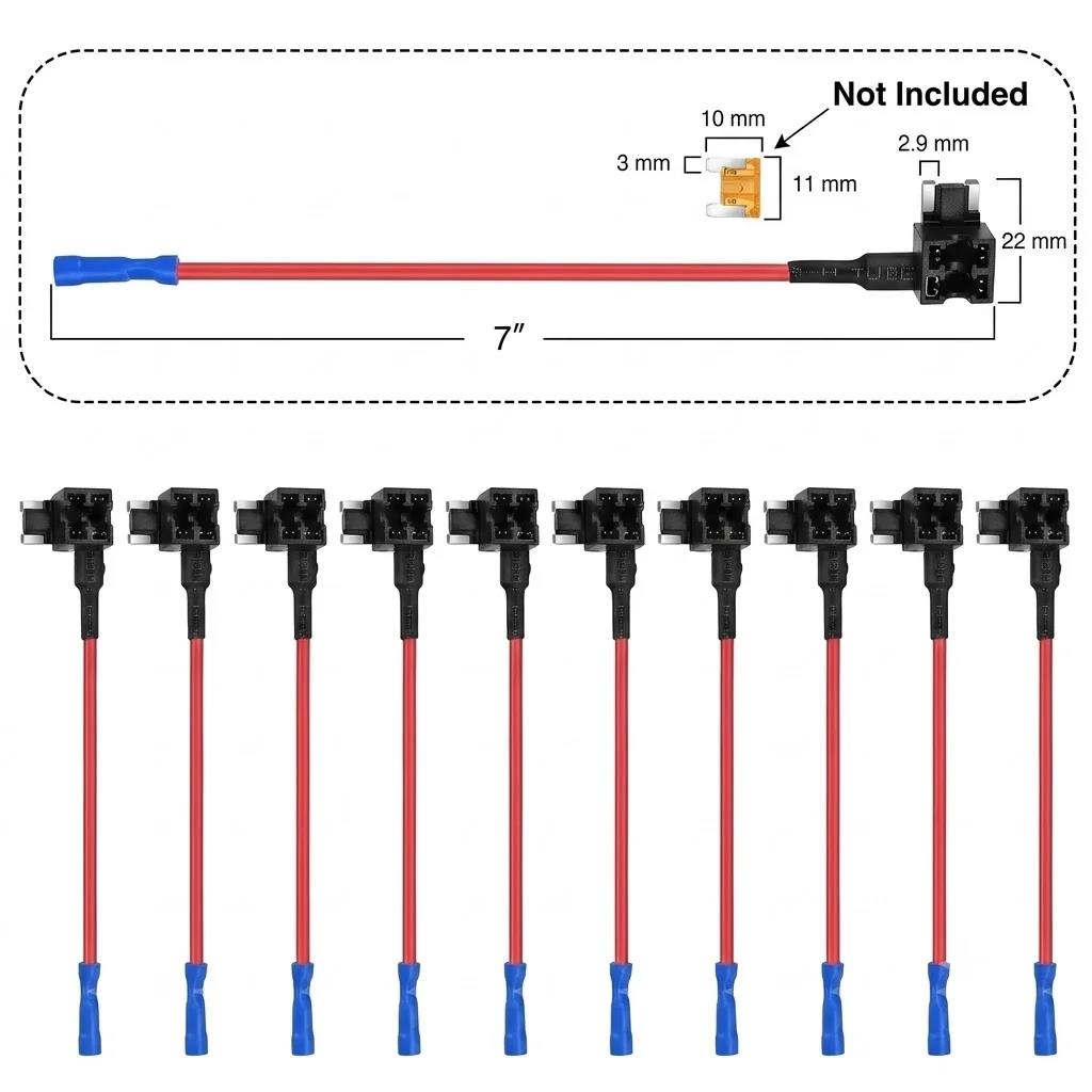 10Pcs Add-a-Circuit Adapter Micro Mini Standard ATM Blade Fuse 12V Car Fuse Holder for Cars Vans MINI SMALL MEDIUM Size Fuses4