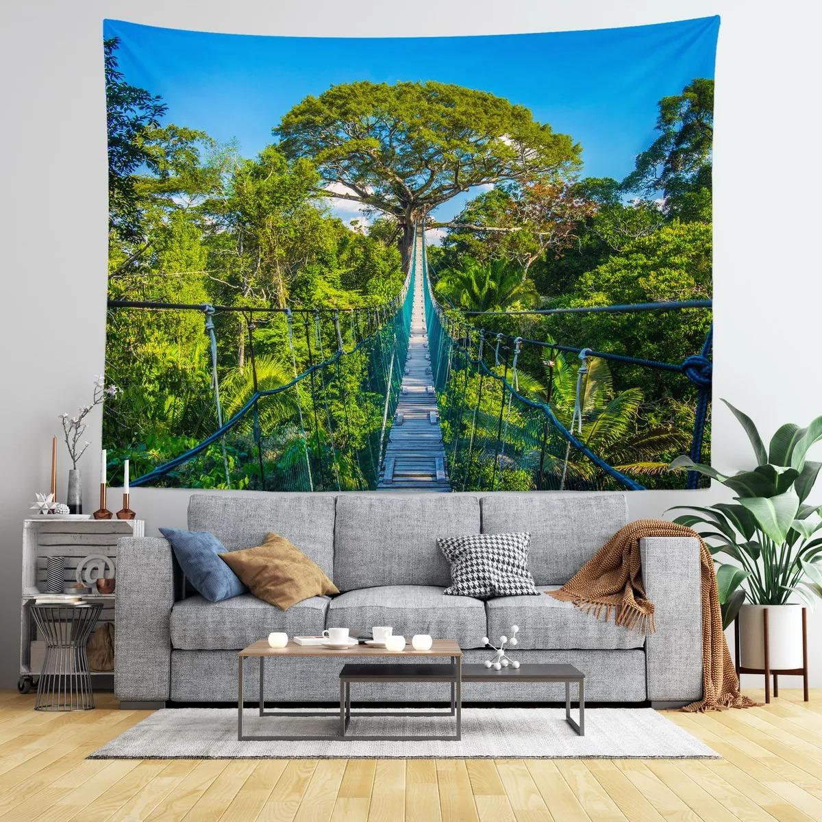 Тропический лес Приключение Подвесной мост Декоративный гобелен Домашний декор стены Офис — фото 3