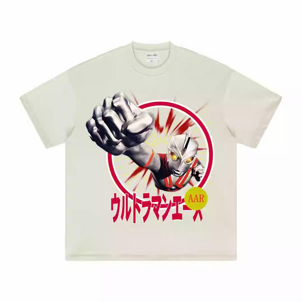 Ace Ultraman, Sun Man, Monster, Retro Street Art Pure Cotton Digital Direct Injection Men's and Women's Short Sleeve T-Shirt