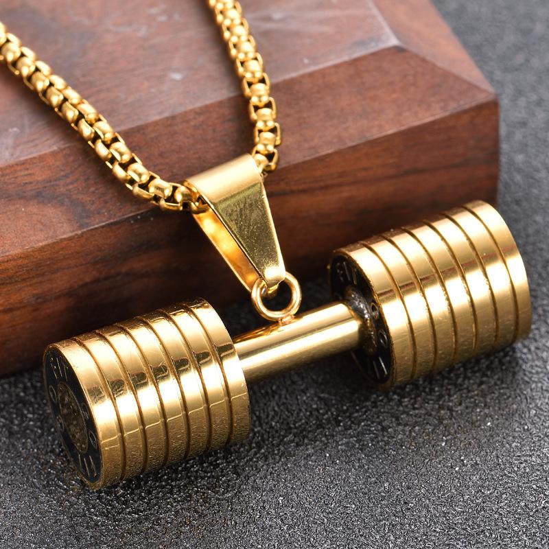 Fitness Dumbbell Necklace Pendant Fashion Sports Necklace Jewelry