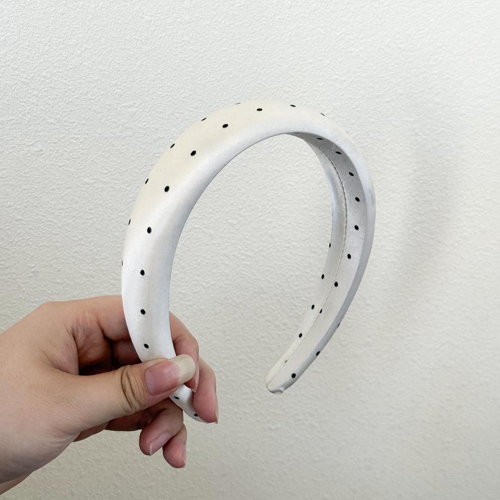 Korean Polka Dot Wide Headband for Women: High Skull Top Hair Accessory for Daily Wear and Face Washing