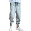 Autumn Men Pants Solid Color All Match Drawstring Elastic Waist Loose Ankle Tied Pants for Daily Wear
