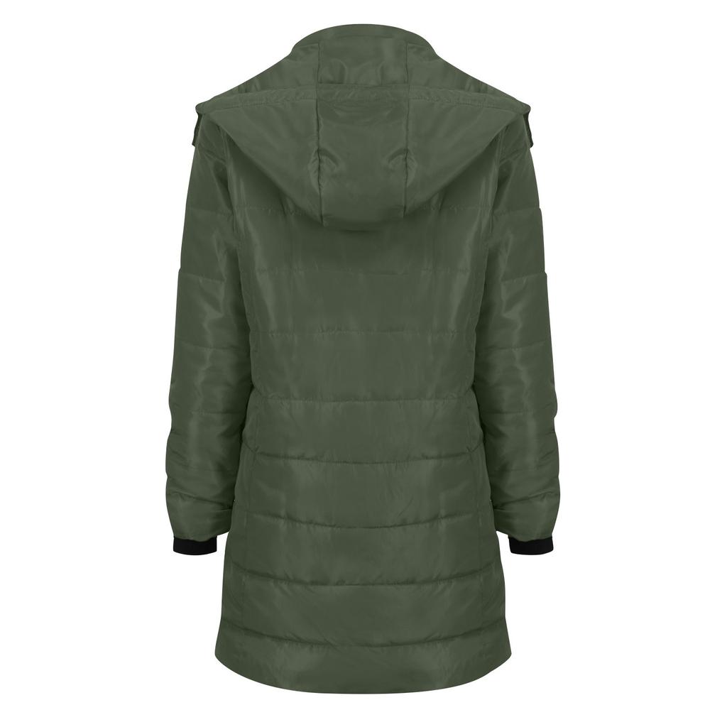 Dámské bavlnou vycpané oblečení středně dlouhé jednobarevné s kapucí hřejivé bavlněné sako vesta péřová bavlněná bunda