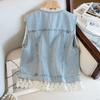 Women's Lace Trim Denim Vest