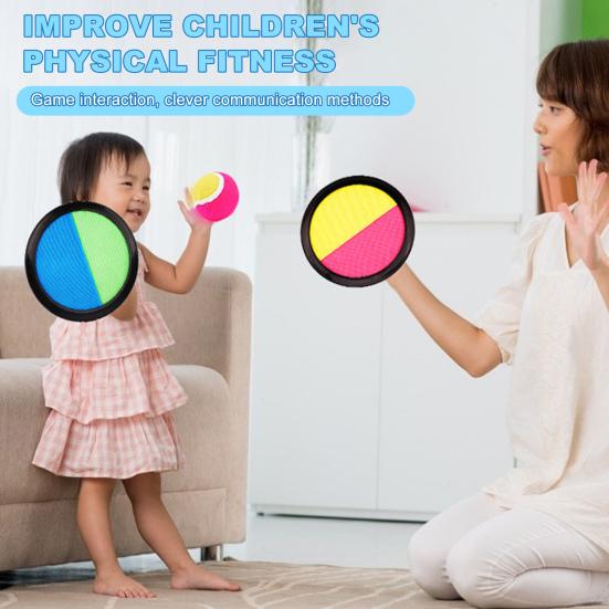 Kids Toss Catch Ball Toy with Adjustable Band Paddle Indoor Outdoor Backyard Parent-children Interactive Sticky Ball Throwing Game Toddlers Boys