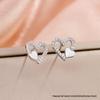 14K Gold Heart Stud Earrings with Full Diamond - Elegant, Heart-Shaped, Exquisite, Light Luxury Earrings.