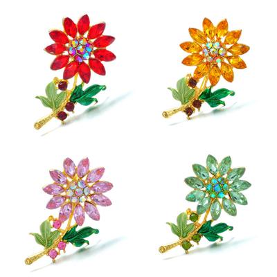 Spilla Moda Versatile Girasole Girasole Strass Fiore Pianta Accessori Abbigliamento
