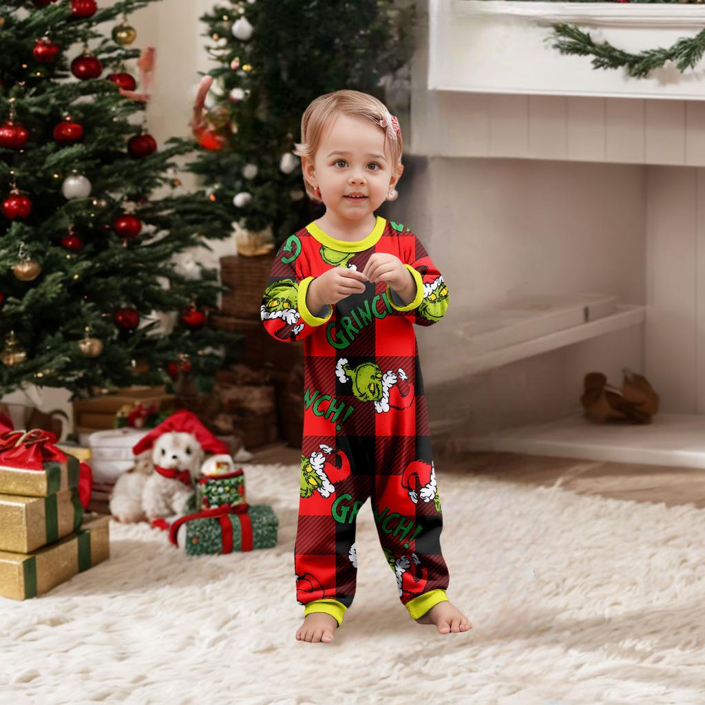 Parent-child Christmas Print Home Suit Long-sleeved Top And Pants