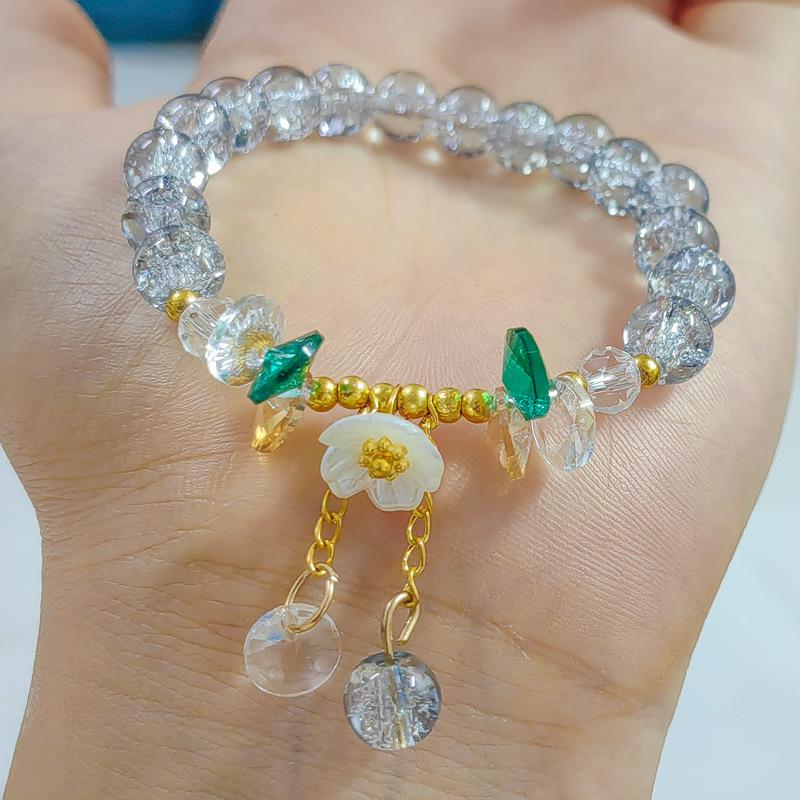 Camellia Daisy Crystal Bracelet Girlfriend Style Colorful Exploding Bead Sunflower Glass Bracelet for Women