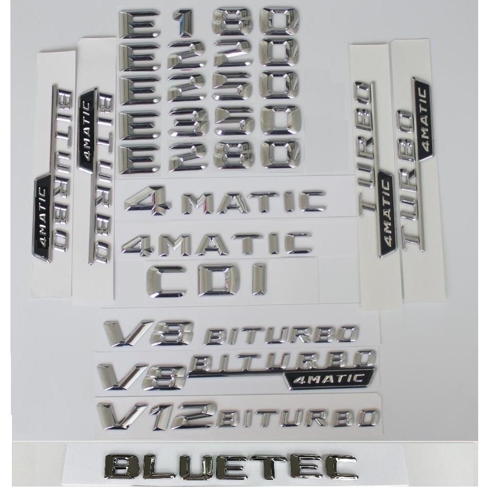 3D Chrome Silver Letters For Mercedes Benz W212 W213 E300 E320 E340 E350 E400 E430 E450 E500 E550 AMG CDI BLUETEC 4MATIC Emblems HG9