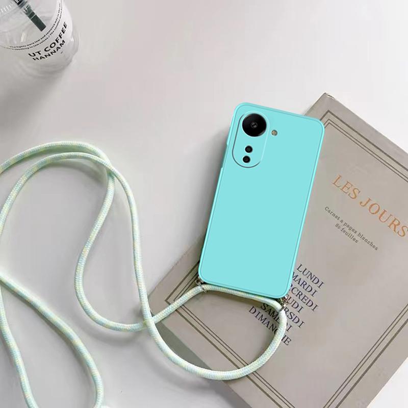 Náhrdelník Crossbody Popruh Šňůrka Silikonové Pouzdro Pro OPPO A80 5g A3 Pro 5g Globální CPH2639 Měkký Lanyard Zadní Kryt Fundas