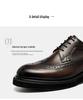 British Style Men's Round Toe Brogue Leather Shoes - Thick-Soled Casual Wedding Groom Shoes