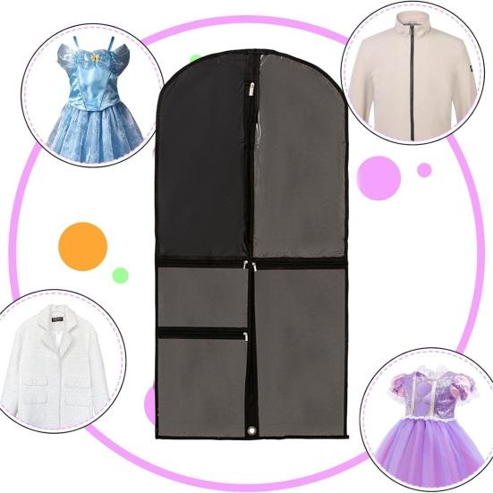 Garment Bag Waterproof Dustproof Hanging Clothes Cover Multi-Pocket Design Zipper Closure Clothing Storage Bag