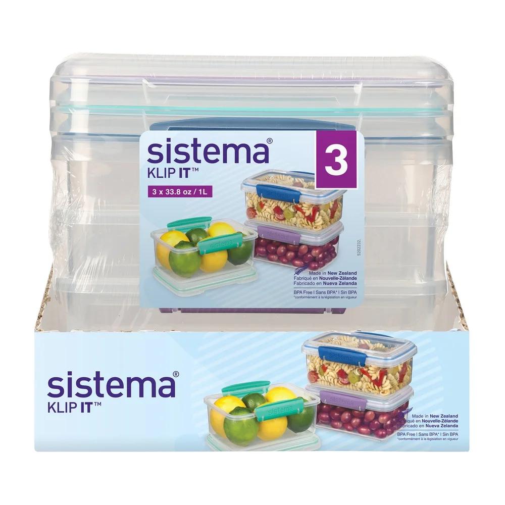 Stackable Plastic Food Storage Containers Set of 3 Easy Locking Clips Flexible Seal Microwave Freezer Safe BPA Free