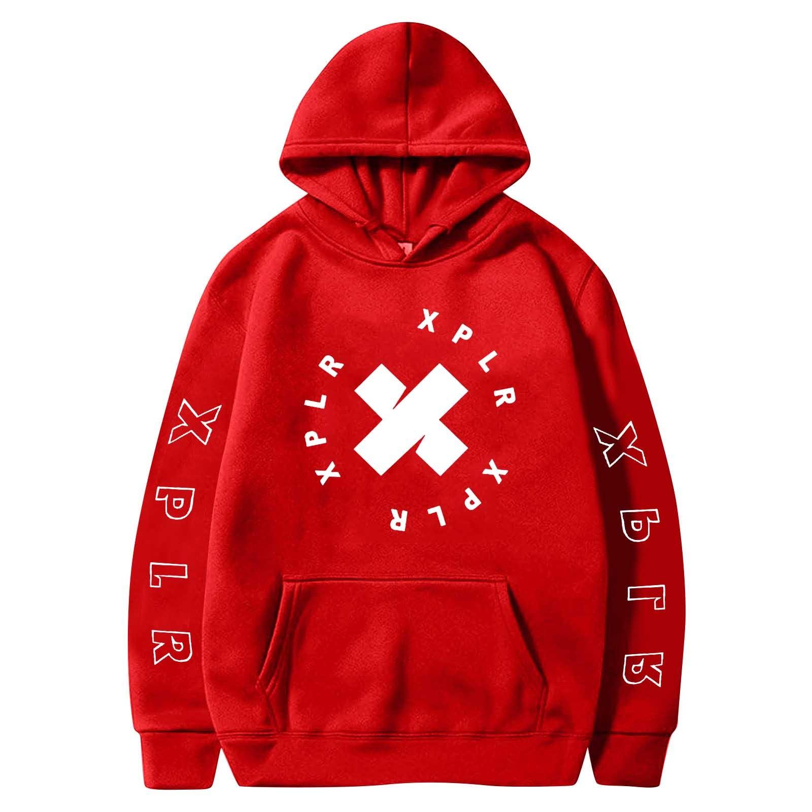 

Женская однотонная толстовка с капюшоном и длинным рукавом с принтом S красный