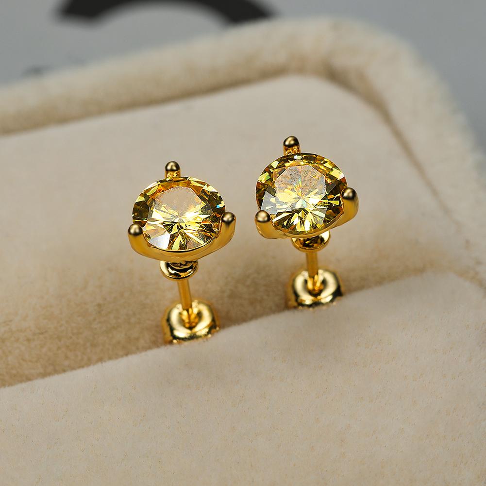 

Martini Stud Earrings Round Cut Spiral Stud Earrings For Women Nature Gemstone Wedding Fine Jewelry KTJ жовтий