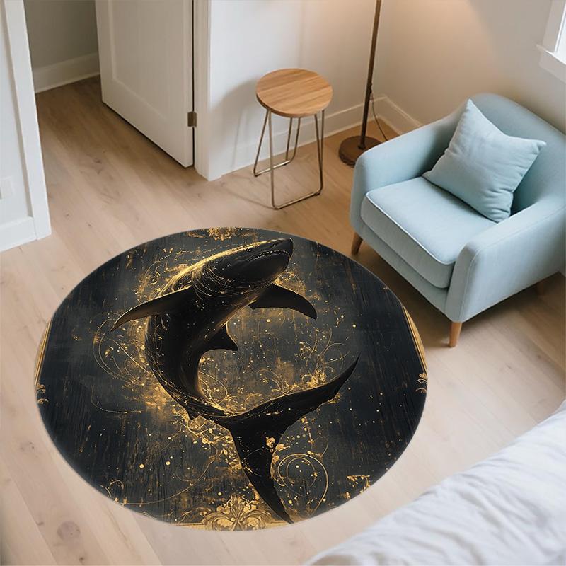 Shark,Round Area Rug,Carpet Rug for Living Room Bedroom Sofa Playroom Decor,Non-slip Floor Mat