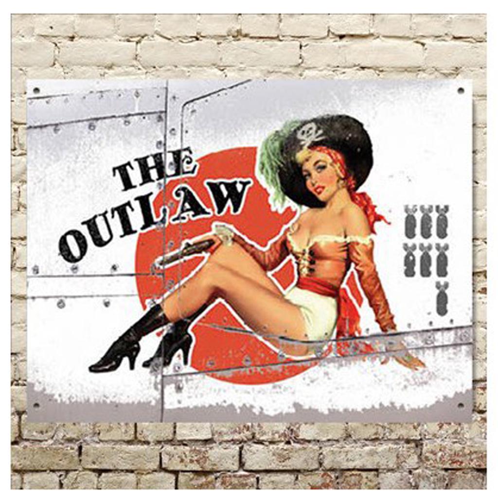 Les Trésors De Lily [Q5116] - Retro Metal Plaque 'Pin-up' the Outlaw - 40x30 Cm